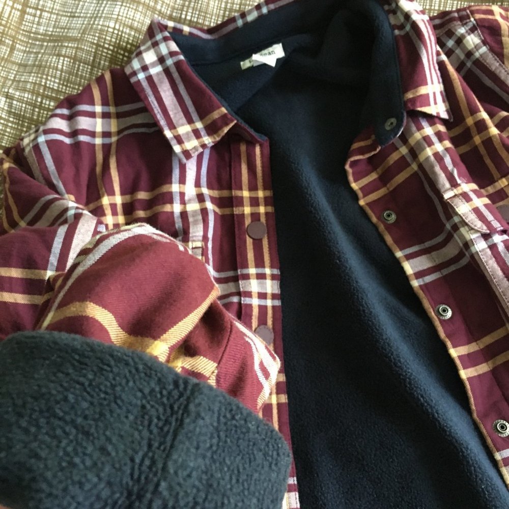 Women's L.L.Bean Fleece-Lined Flannel Shirt—Maroon